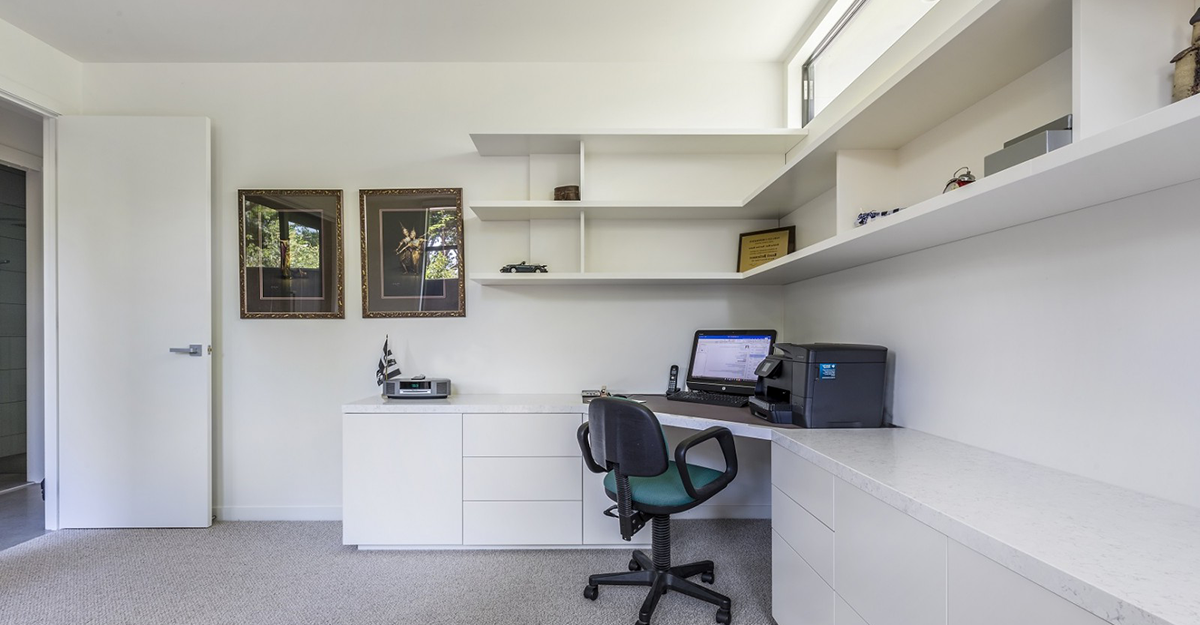 bespoke viynl matt white handleless study maidstone